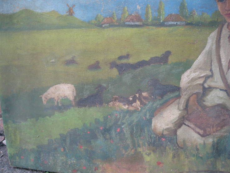Старая картина Пастух, фото №5