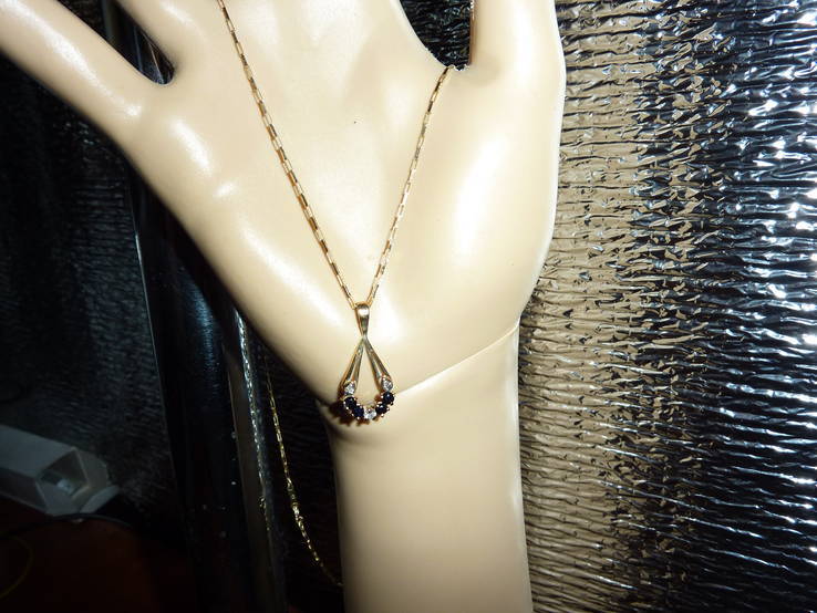 Золотое ожерелье с натуральными сапфирами и бриллиантами, фото №3