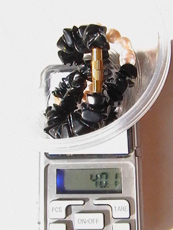 Ожерелье. Натуральный чёрный камень и жемчуг. Вес 40,1 грамм. Длина 49 см., фото №7