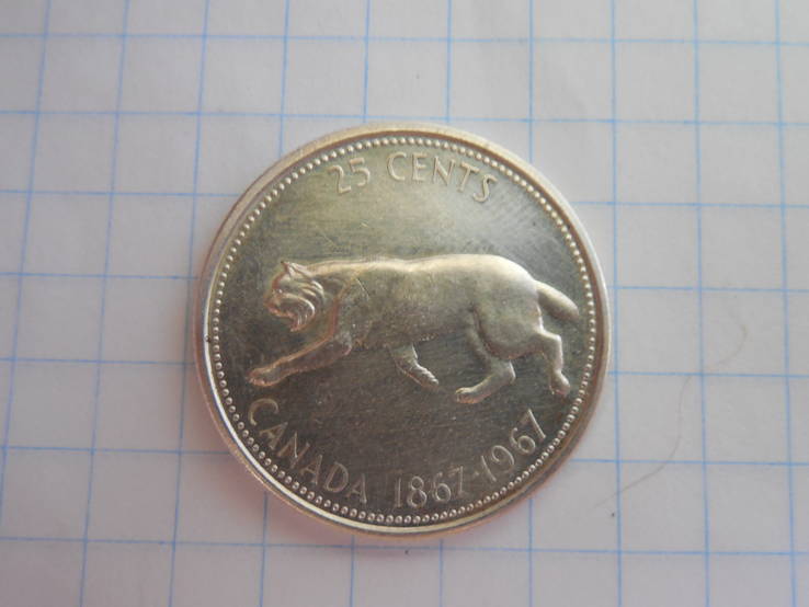 25 центов 1967г Канада "Рысь"