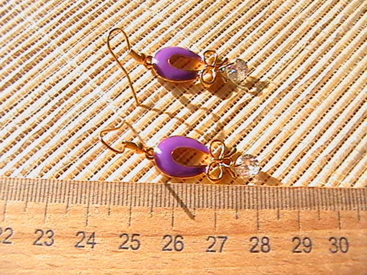 Серьги с фиолетовой эмалью.​, фото №4