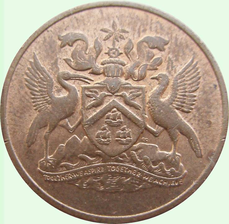 165.Тринидад и Тобаго 1 цент, 1971 год,гербовая, фото №3