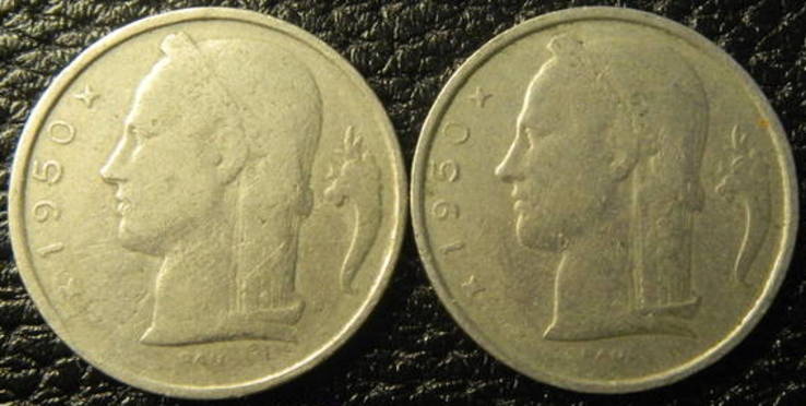 5 франків Бельгія 1950 (два різновиди), фото №3