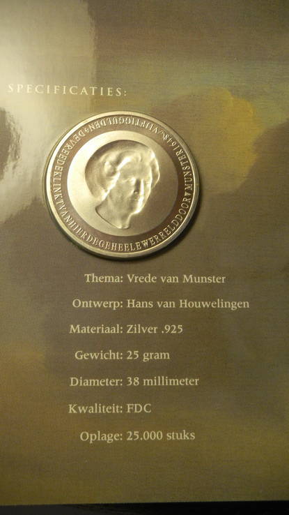 50 гульденів Нідерланди 1998 Мюнстерська угода срібло в буклеті, фото №4