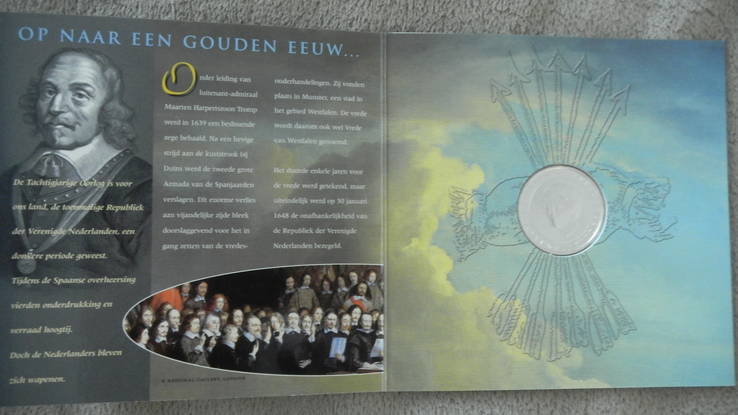 50 гульденів Нідерланди 1998 Мюнстерська угода срібло в буклеті, фото №5