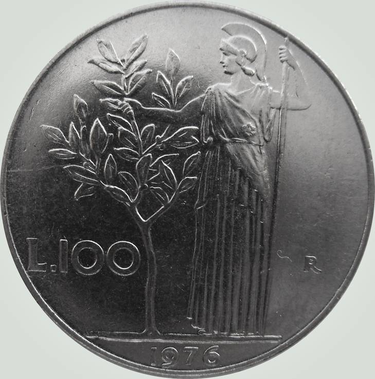 25.Италия 100 лир, 1976 год