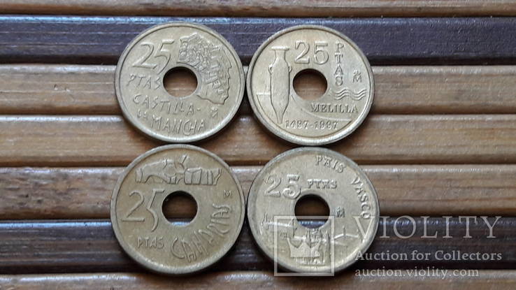 Монеты 25 песет , Испания, 4 шт, фото №2