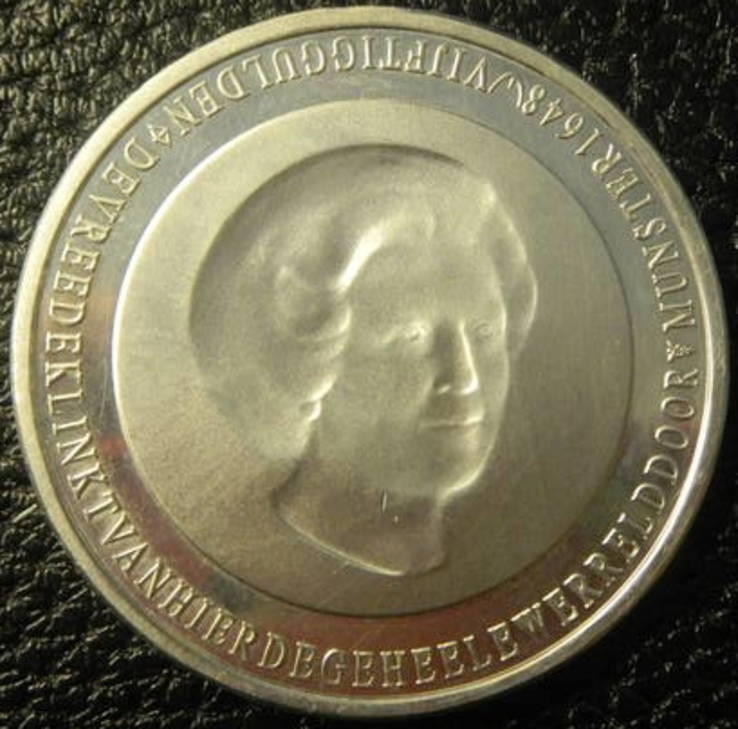 50 гульденів Нідерланди 1998 Мюнстерська угода срібло, фото №3