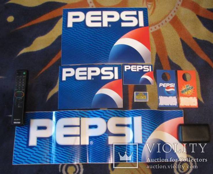 Набор фирменных самоклеек разных размеров компании Pepsi + бонус, фото №2