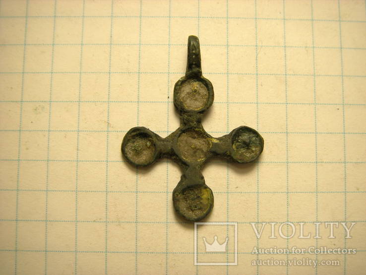 Двухсторонний Круглоконечный Крест с эмалью, фото №3