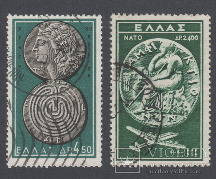 Древнегреческие монеты. Греция. 1954-1959.г.г., фото №2