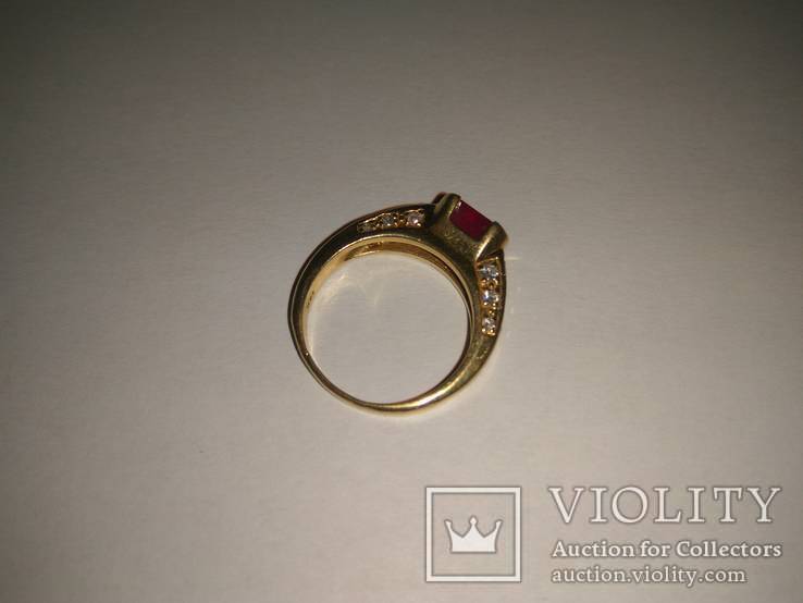 Золотое кольцо с бриллиантами и рубином, фото №4