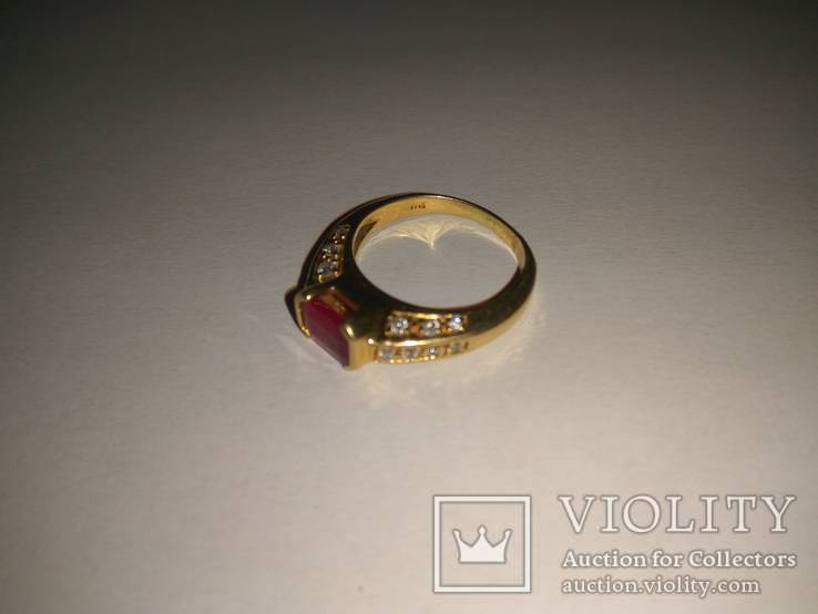 Золотое кольцо с бриллиантами и рубином, фото №7
