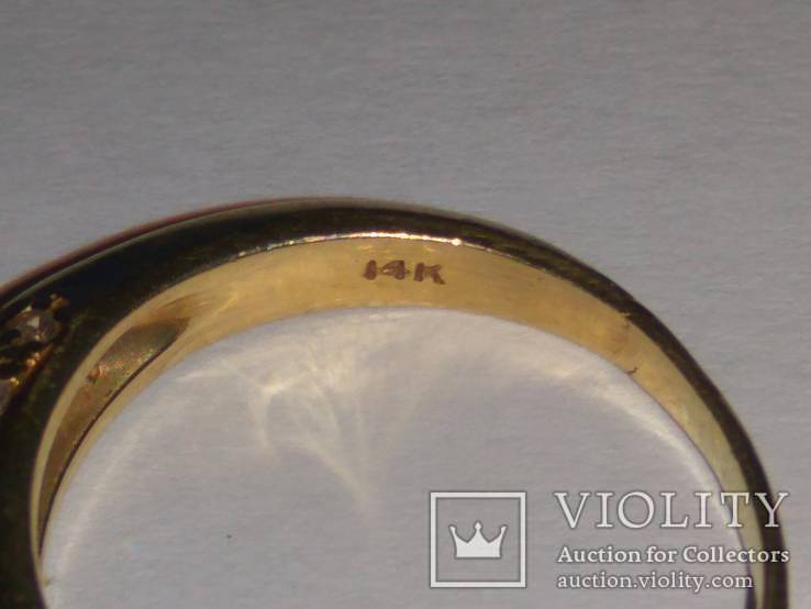 Золотое кольцо с бриллиантами и рубином, фото №8
