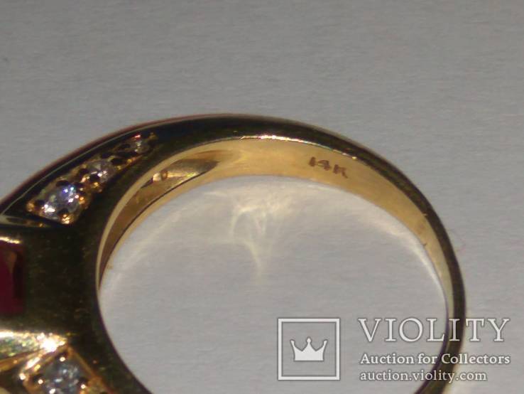 Золотое кольцо с бриллиантами и рубином, фото №10