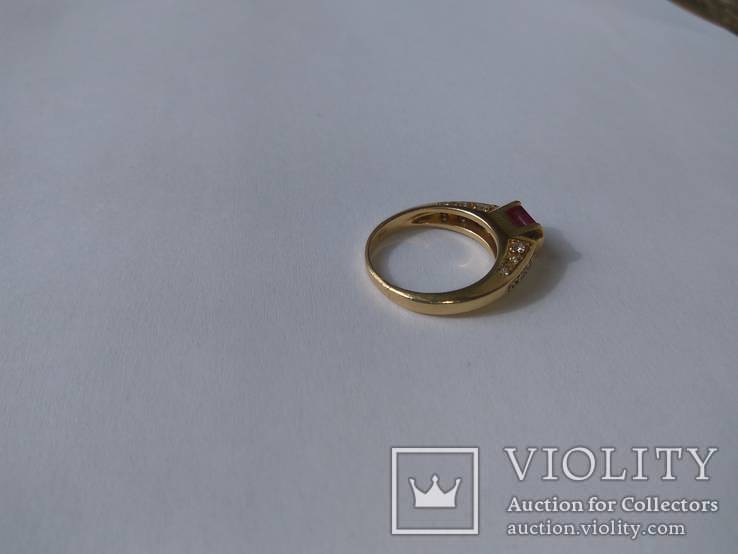 Золотое кольцо с бриллиантами и рубином, фото №14