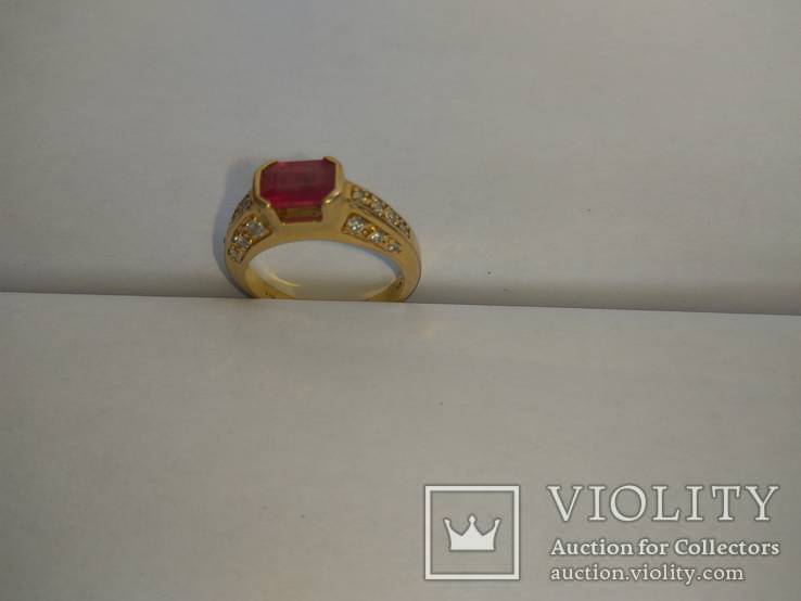 Золотое кольцо с бриллиантами и рубином, фото №17