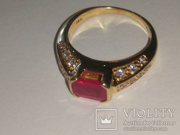 Золотое кольцо с бриллиантами и рубином, фото №20