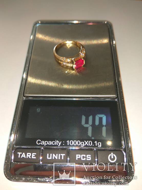 Золотое кольцо с бриллиантами и рубином, фото №24