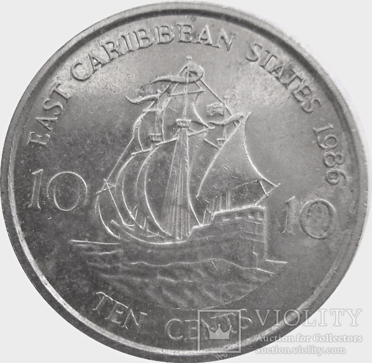 68.Восточные Карибы 10 центов, 1986 г.