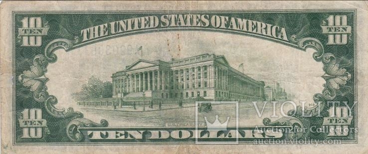 10 долларов США  1934 A SILVER CERTIFICATE XF-EF 611A 078, фото №3