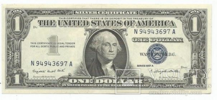 1 доллар США 1957 A Silver Certificate, фото №2