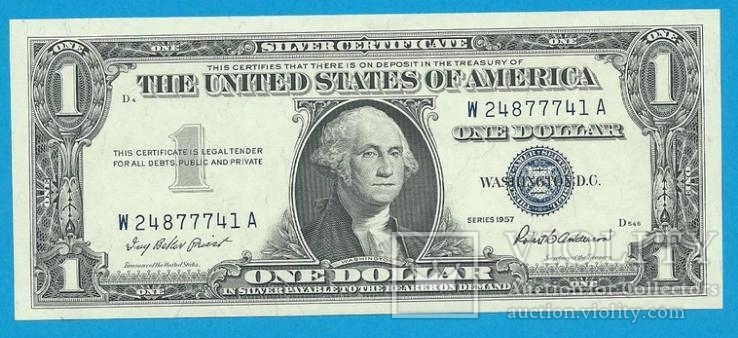 1 долар США 1957 SILVER CERTIFICATE NOTES  741A (092), фото №2