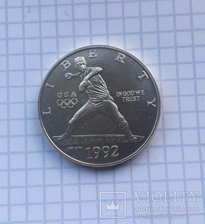 1 Доллар (1992 г) США Бейсбол, фото №2