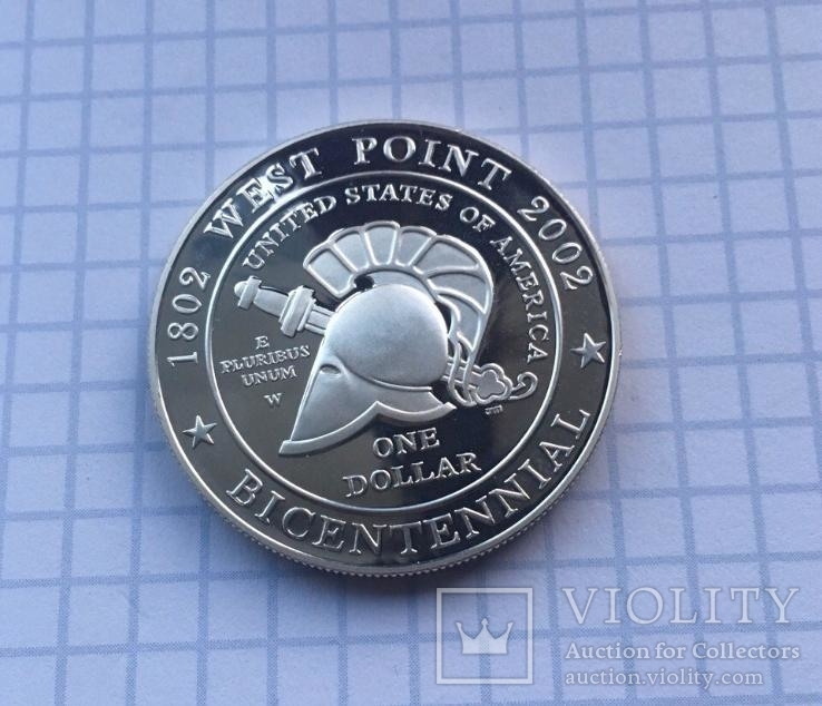 1 Доллар (2002 г.) США 200-летие военной академии Вест-Поинта, фото №2