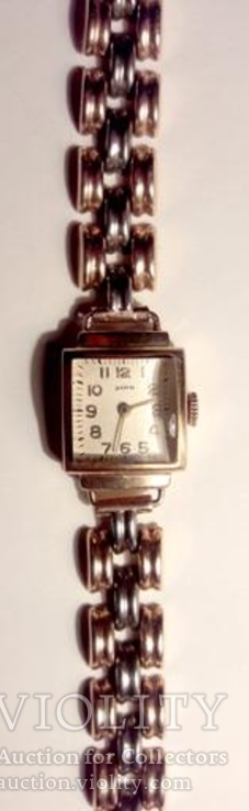 Новые женские золотые часы "Заря"с браслетом в коробке с паспортом 1956 г., фото №7