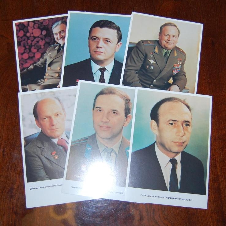 Комплект из 58 открыток в обложке Летчики Космонавты СССР. 1986 Полный комплект, фото №7