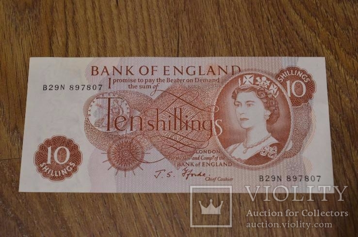 England Великобритания Англия - 10 Shillings 1966 aUNC, фото №2