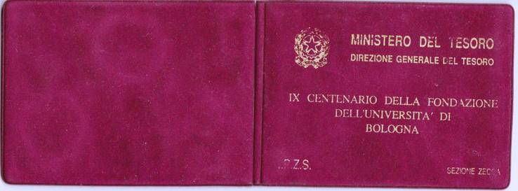 Банківський набір.1988 р. Універитет Болонья UNC серебро ,буклет 3 монети Ag, фото №4