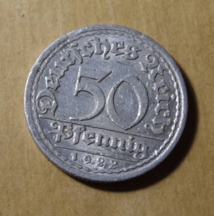 Германия 1922 год монета 50 пфеннигов D, фото №2