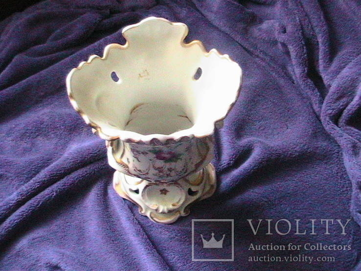 Старинная фарфоровая  ваза с ручной росписью с клеймом 19 ст, фото №7
