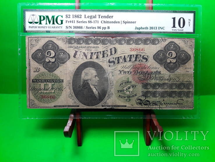 $2 1862  Legal Tender, фото №2