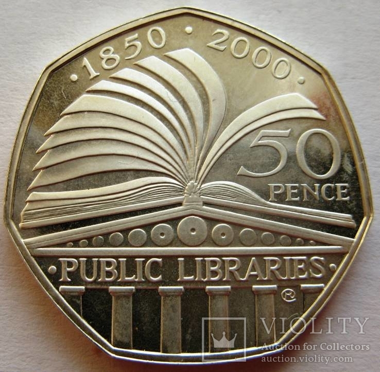 Великобритания, 50 пенсов 2000 г. "Национальная библиотека"