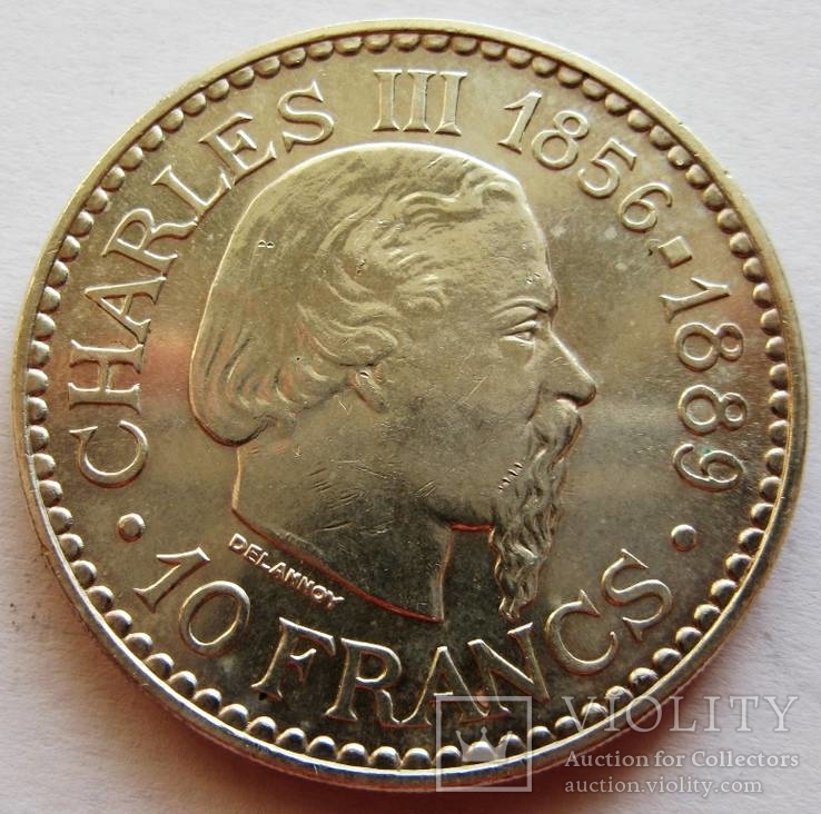Монако, 10 франков 1966, Сharles III "100 летие Райнье III", фото №2