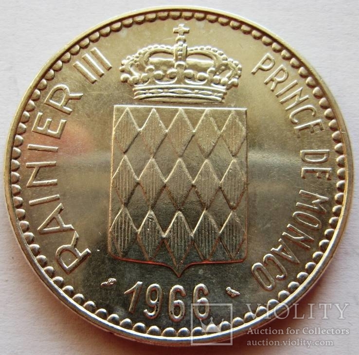 Монако, 10 франков 1966, Сharles III "100 летие Райнье III", фото №3