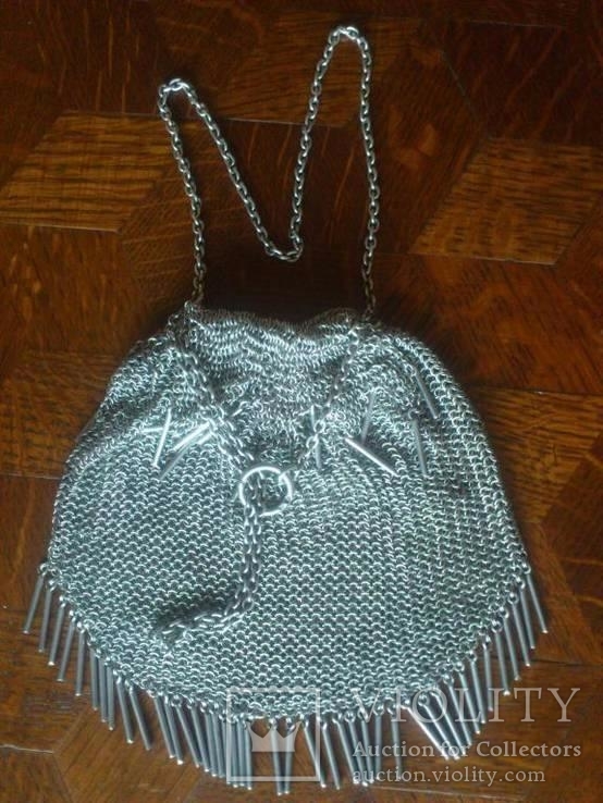 Дамская сумочка кальчужка серебро 84 проба 319 грамм, фото №12