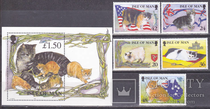 Остров Мен кошки , коты MNH