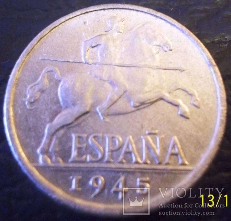 5 центавос 1945 року. ( уряд фашистів 1939-47) Іспанія, фото №2