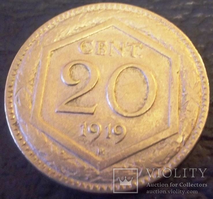 20 чентезимі 1919 року . Італія (тільки1918-20), фото №2