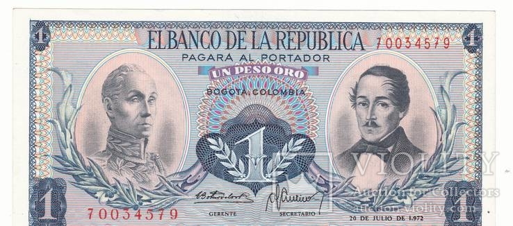 Колумбия 1 песо 1972 г.