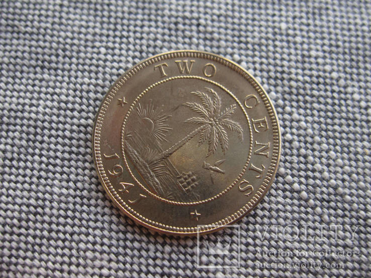 Либерия 2 цента 1941 Слон, фото №4