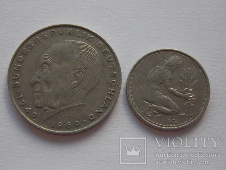 2 марки 1974 г. Германия  + бонус, фото №3