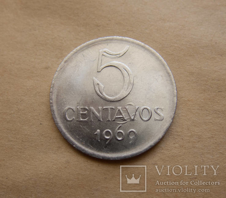Бразилия 5 центавос 1969, фото №2