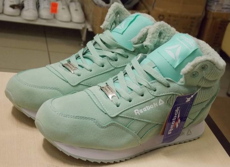 0108 buty do Biegania Reebok na futra, kolor-Miętowy, materiał-pozew.zamsz rozmiar 37 Wkładka 24 cm, numer zdjęcia 3