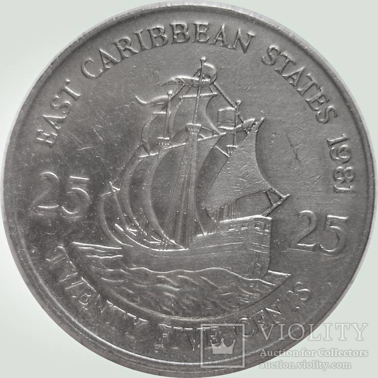 128.Восточные Карибы 25 центов, 1981 год