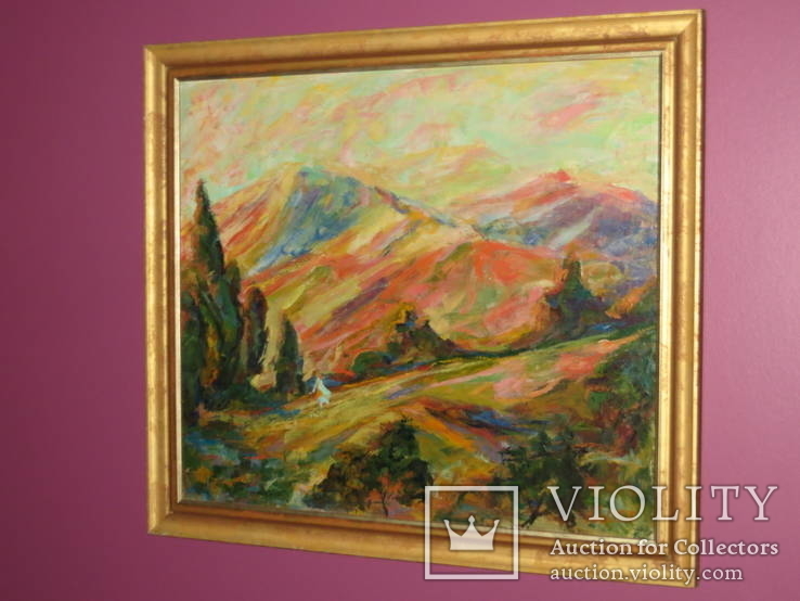 Картина "Розовые горы". Холст, масло. Подпись "КАН 2003", фото №2